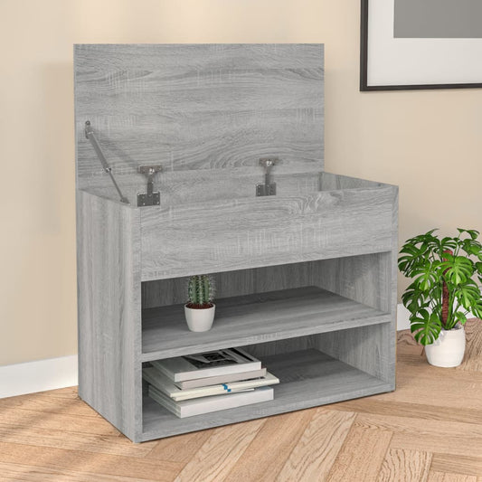 vidaXL Shoe Bench Grey Sonoma 60x30x45 cm Engineered Wood