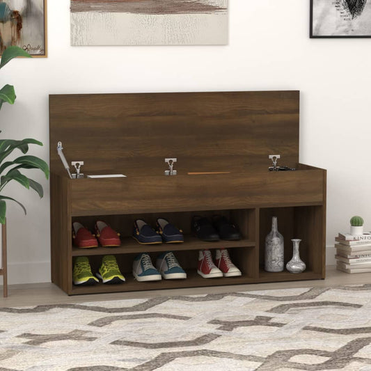vidaXL Shoe Bench Brown Oak 105x30x45 cm Engineered Wood
