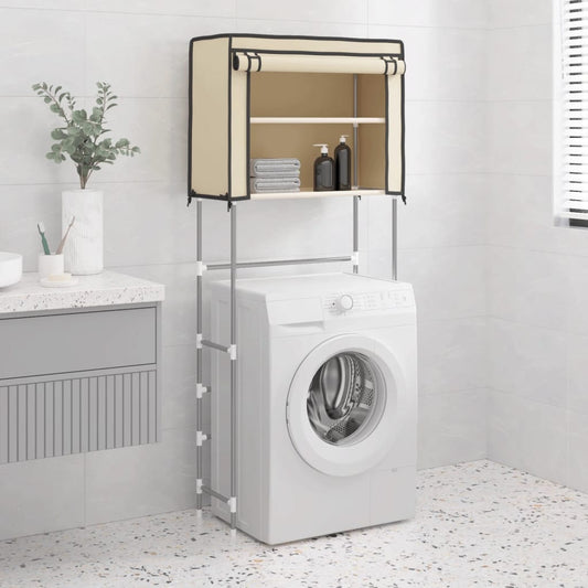 vidaXL 2-Tier Storage Rack over Laundry Machine Cream 71x29.5x170.5 cm Iron