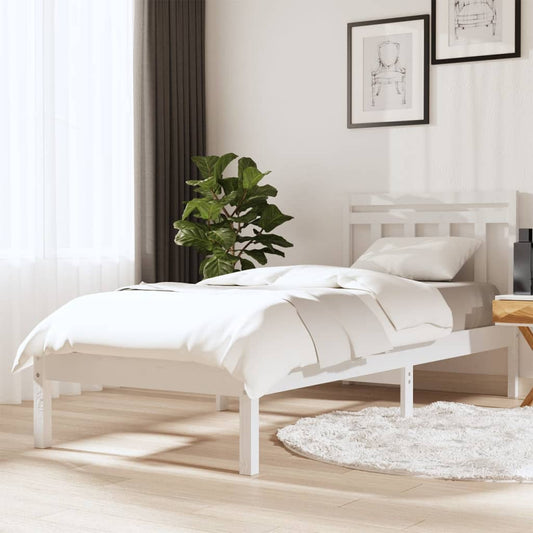 vidaXL Bed Frame White 90x190 cm Single Solid Wood