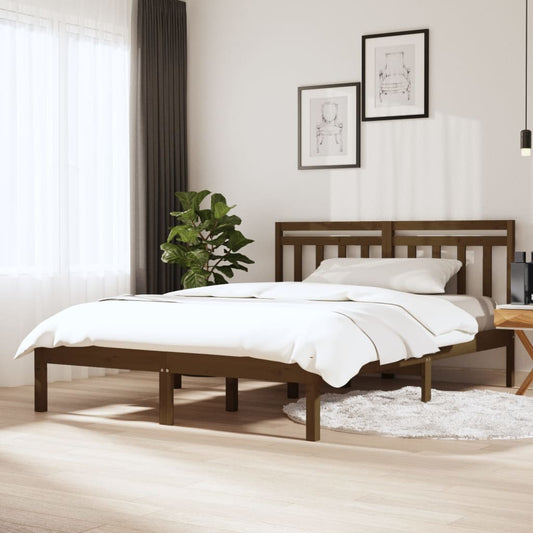 vidaXL Bed Frame Honey Brown 120x190 cm Small Double Solid Wood