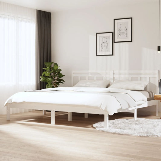 vidaXL Bed Frame White 180x200 cm Super King Size Solid Wood