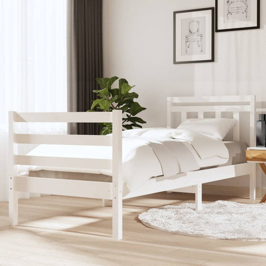 vidaXL Bed Frame White 75x190 cm Small Single Solid Wood