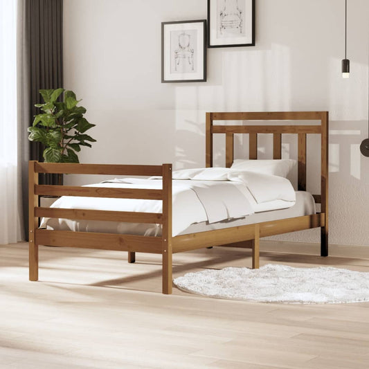 vidaXL Bed Frame Honey Brown Solid Wood 100x200 cm