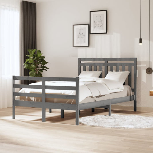 vidaXL Bed Frame Grey Solid Wood 120x200 cm