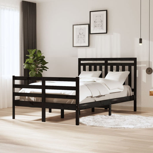 vidaXL Bed Frame Black Solid Wood 120x200 cm