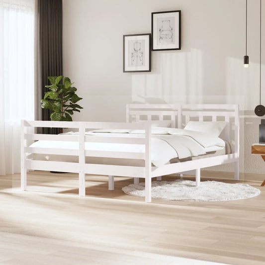 vidaXL Bed Frame White Solid Wood 140x200 cm