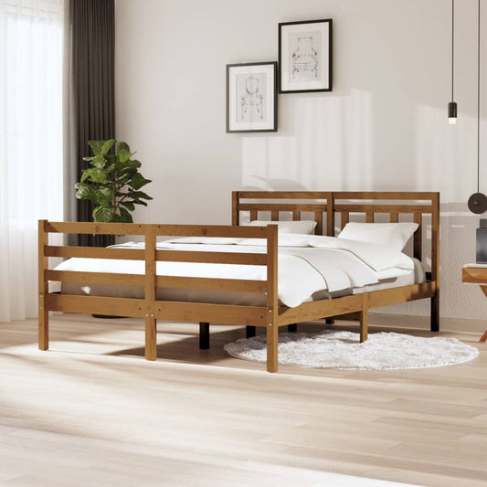 vidaXL Bed Frame Honey Brown Solid Wood 140x200 cm