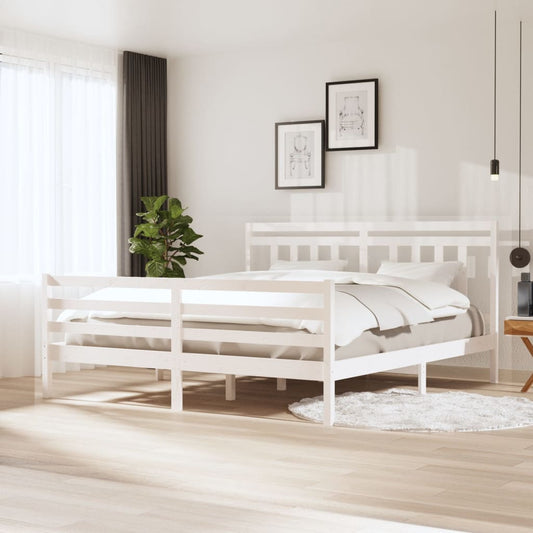 vidaXL Bed Frame White 180x200 cm Super King Size Solid Wood