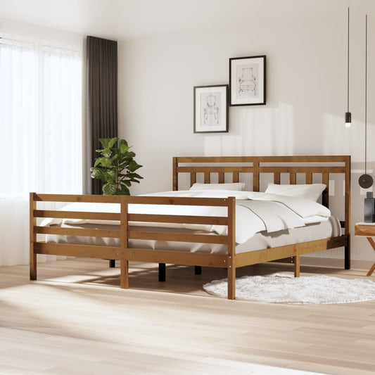 vidaXL Bed Frame Honey Brown 180x200 cm Super King Size Solid Wood