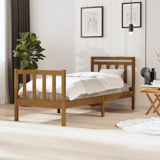 vidaXL Bed Frame Honey Brown 90x190 cm Single Solid Wood