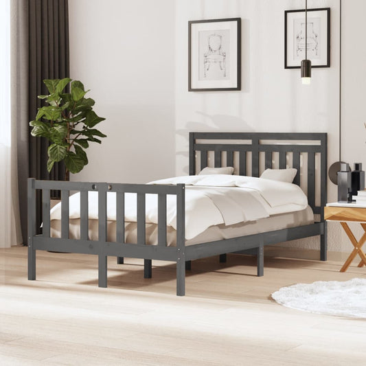 vidaXL Bed Frame Grey Solid Wood 120x200 cm