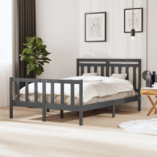 vidaXL Bed Frame Grey Solid Wood 140x200 cm