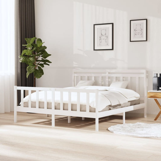 vidaXL Bed Frame White Solid Wood 160x200 cm