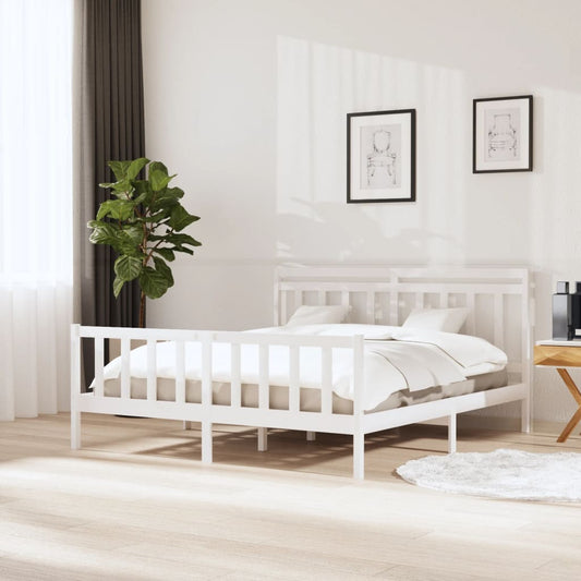 vidaXL Bed Frame White 180x200 cm Super King Size Solid Wood