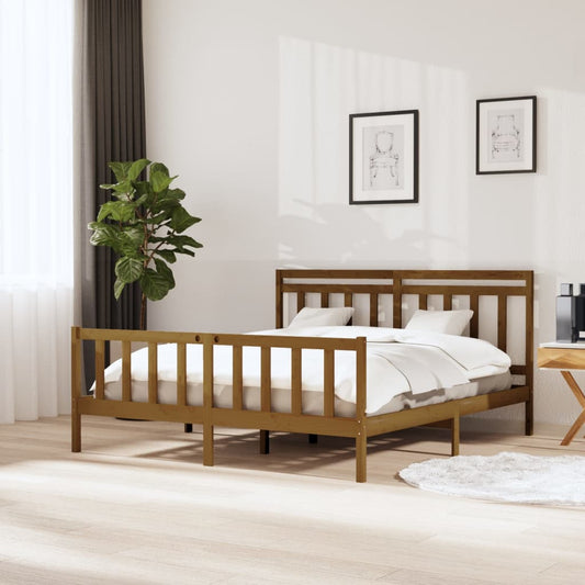 vidaXL Bed Frame Honey Brown 180x200 cm Super King Size Solid Wood