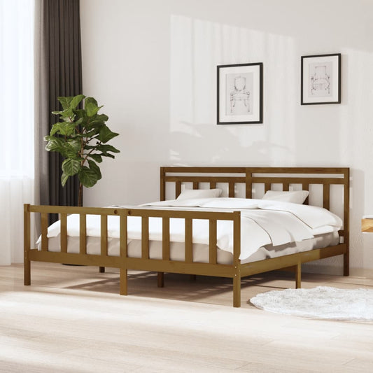 vidaXL Bed Frame Honey Brown Solid Wood 200x200 cm