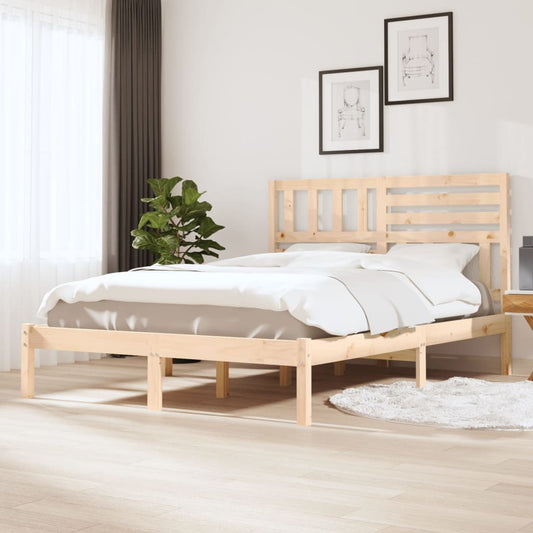 vidaXL Bed Frame 135x190 cm Double Solid Wood Pine