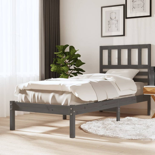 vidaXL Bed Frame Grey Solid Wood Pine 90x200 cm