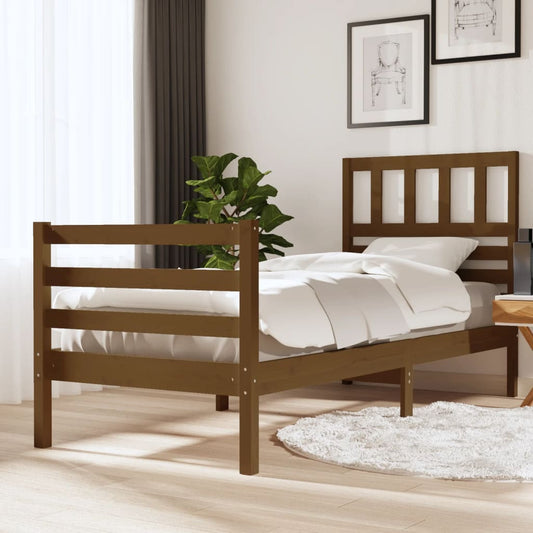 vidaXL Bed Frame Honey Brown 90x190 cm Single Solid Wood