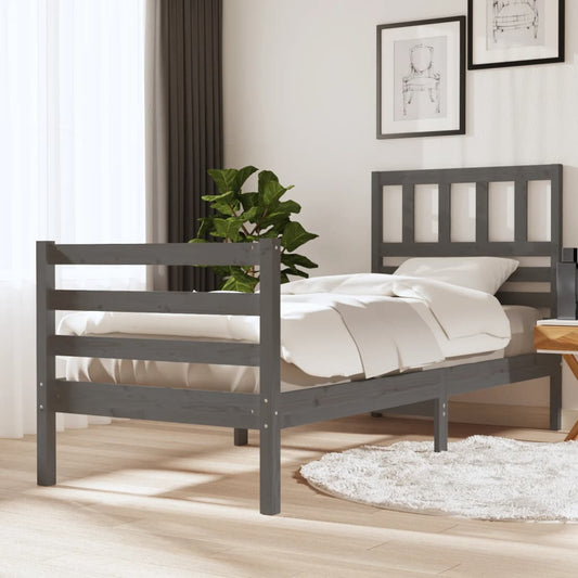 vidaXL Bed Frame Grey Solid Wood 100x200 cm