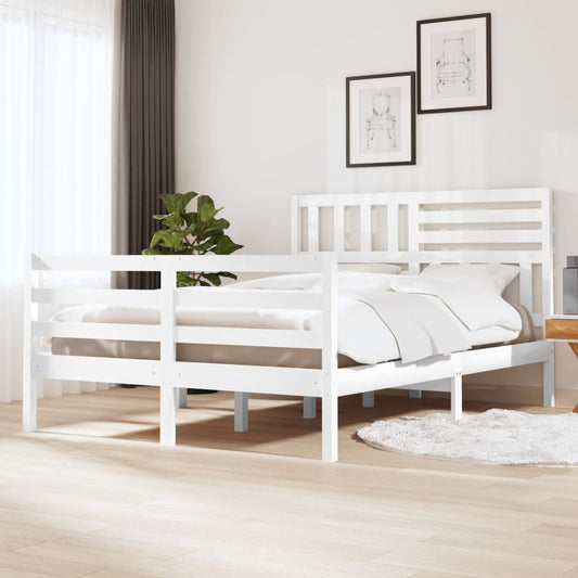 vidaXL Bed Frame White Solid Wood 140x200 cm