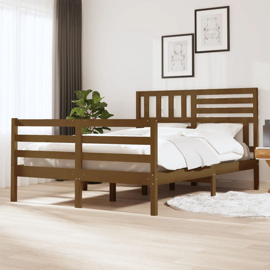 vidaXL Bed Frame Honey Brown 150x200 cm King Size Solid Wood