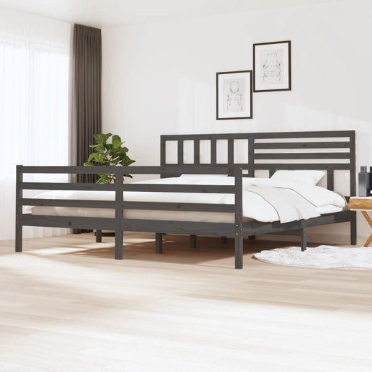 vidaXL Bed Frame Grey 180x200 cm Super King Size Solid Wood