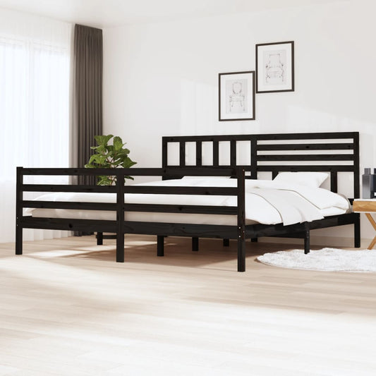 vidaXL Bed Frame Black 180x200 cm Super King Size Solid Wood
