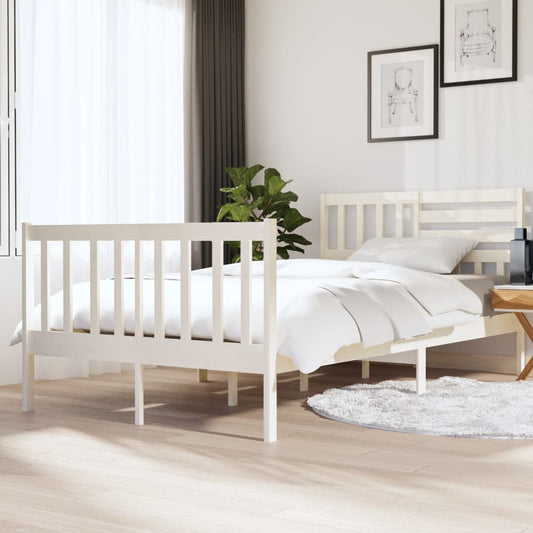 vidaXL Bed Frame White 120x190 cm Small Double Solid Wood