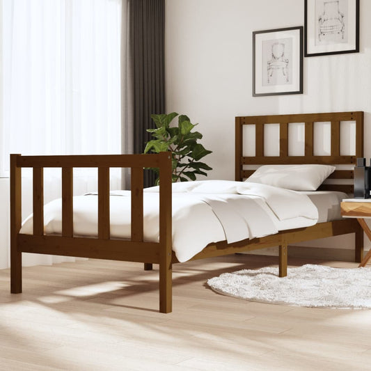 vidaXL Bed Frame Honey Brown Solid Wood 90x200 cm