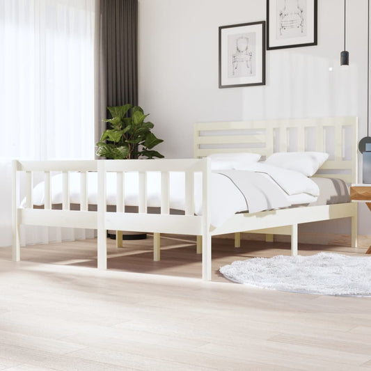 vidaXL Bed Frame White Solid Wood 160x200 cm