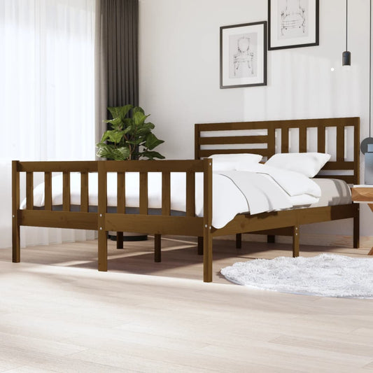 vidaXL Bed Frame Honey Brown Solid Wood 160x200 cm