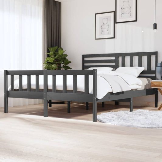 vidaXL Bed Frame Grey 180x200 cm Super King Size Solid Wood
