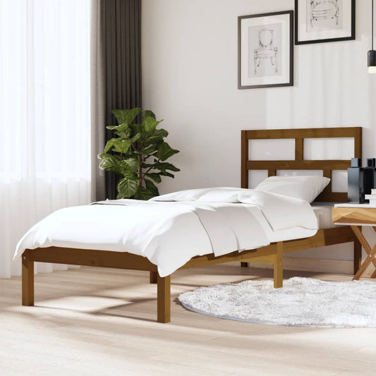 vidaXL Bed Frame Honey Brown 75x190 cm Small Single Solid Wood