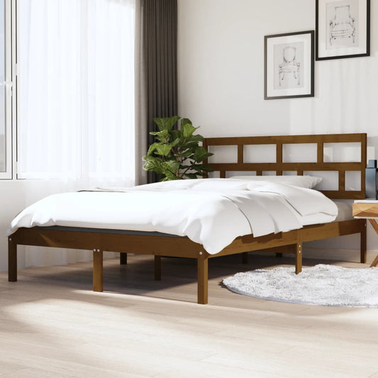 vidaXL Bed Frame Honey Brown 120x190 cm Small Double Solid Wood