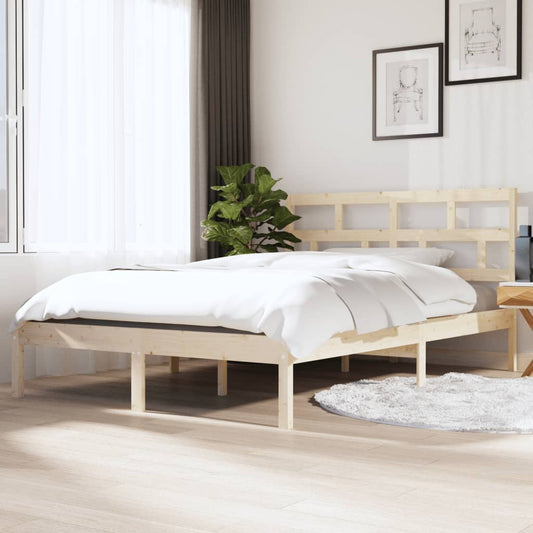 vidaXL Bed Frame Solid Wood Pine 140x190 cm