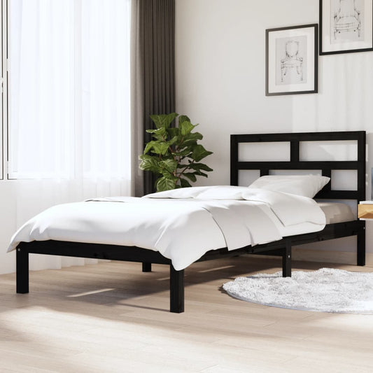 vidaXL Bed Frame Black Solid Wood Pine 90x200 cm
