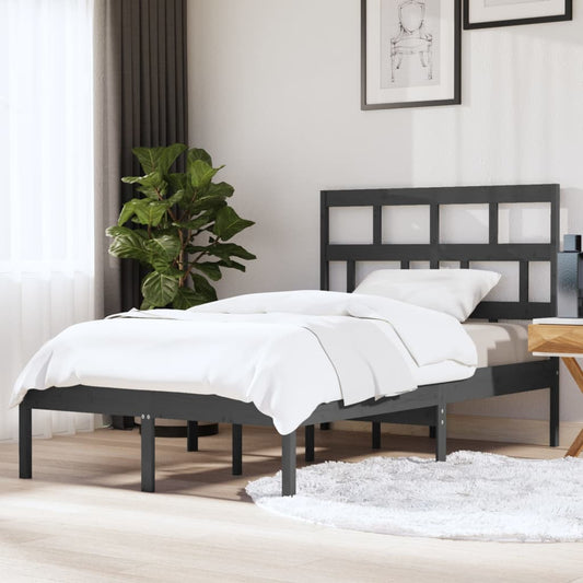 vidaXL Bed Frame Grey Solid Wood Pine 120x200 cm