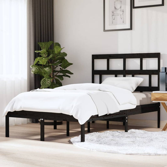 vidaXL Bed Frame Black Solid Wood Pine 120x200 cm