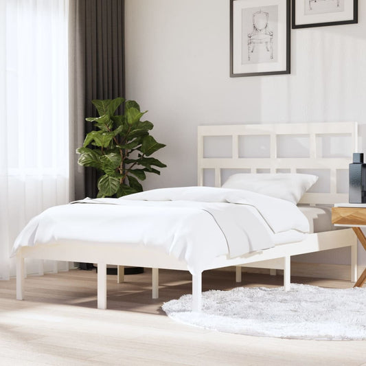 vidaXL Bed Frame White 150x200 cm King Size Solid Wood