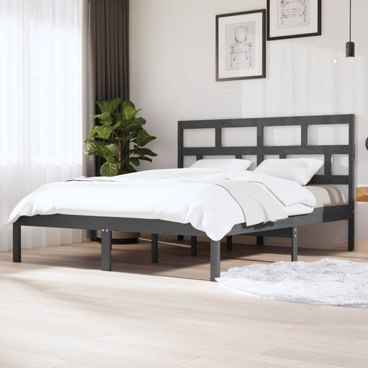 vidaXL Bed Frame Grey Solid Wood Pine 160x200 cm