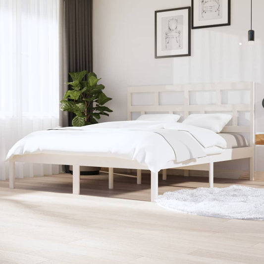 vidaXL Bed Frame White 180x200 cm Super King Size Solid Wood