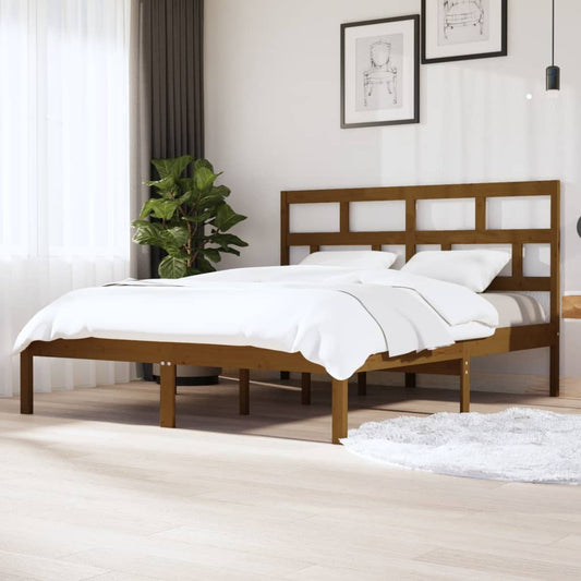 vidaXL Bed Frame Honey Brown 180x200 cm Super King Size Solid Wood