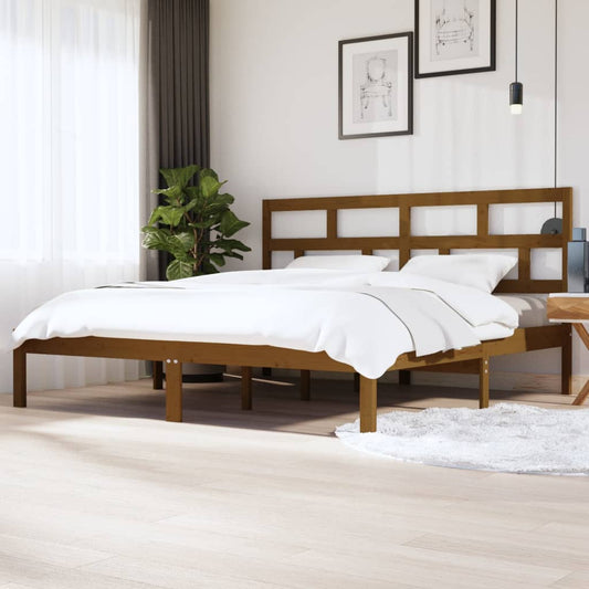 vidaXL Bed Frame Honey Brown Solid Wood Pine 200x200 cm