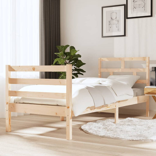vidaXL Bed Frame 75x190 cm Small Single Solid Wood