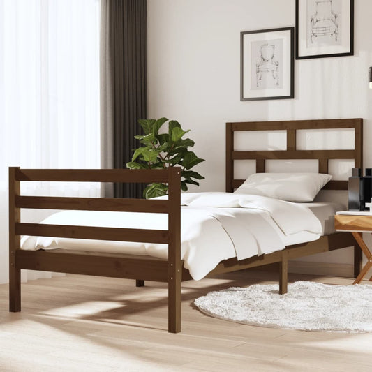vidaXL Bed Frame Honey Brown 90x190 cm Single Solid Wood
