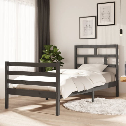 vidaXL Bed Frame Grey Solid Wood Pine 90x200 cm
