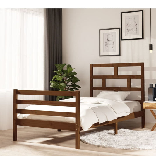 vidaXL Bed Frame Honey Brown Solid Wood Pine 100x200 cm