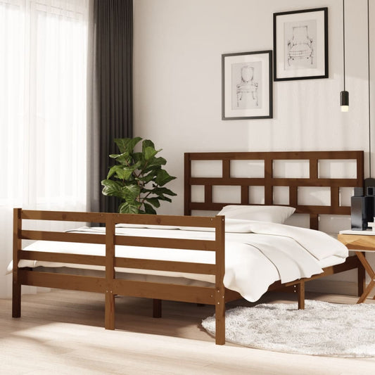 vidaXL Bed Frame Honey Brown Solid Wood 150x200 cm King Size